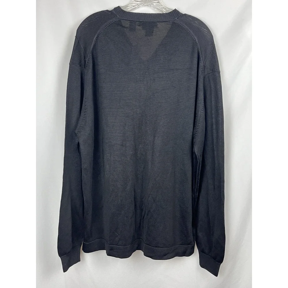 Vintage 90s Tulliano Men's XXL V-Neck Sweater Black Argyle Texture Old Money NWT